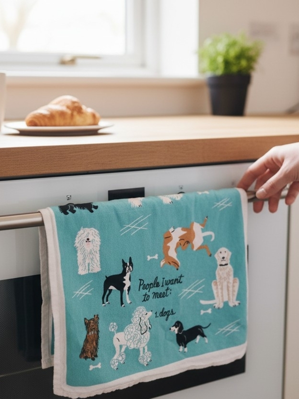 Turquoise Dog Pattern Kitchen Towel – Pets Dog Print